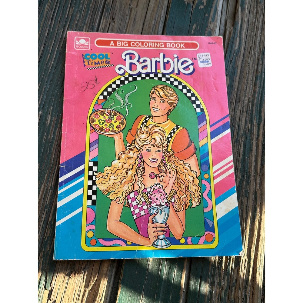 Vintage 1990 Barbie Cool Times Big Coloring Book Golden Retro 90s Mattel